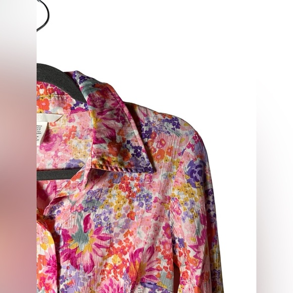 H&M Floral Button Down Blouse Women’s XS Long Sleeve Collared Shirt - Picture 2 of 6